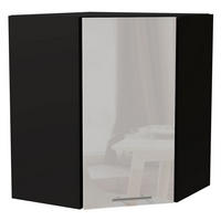 ECKHÄNGESCHRANK Essen W10/60 Weiß Hochglanz / Schwarz Matt 60 / 60 / 72cm - Weiß Hochglanz/Schwarz, Holz/Holzwerkstoff (60/72/60cm) - Feldmann-Wohnen