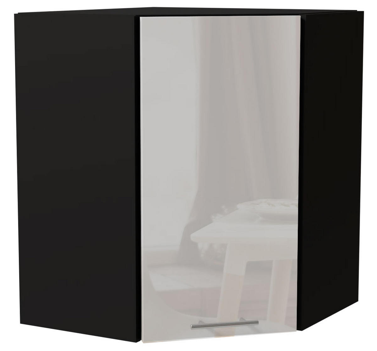 ECKHÄNGESCHRANK Essen W10/60 Weiß Hochglanz / Schwarz Matt 60 / 60 / 72cm - Weiß Hochglanz/Schwarz, Holz/Holzwerkstoff (60/72/60cm) - Feldmann-Wohnen