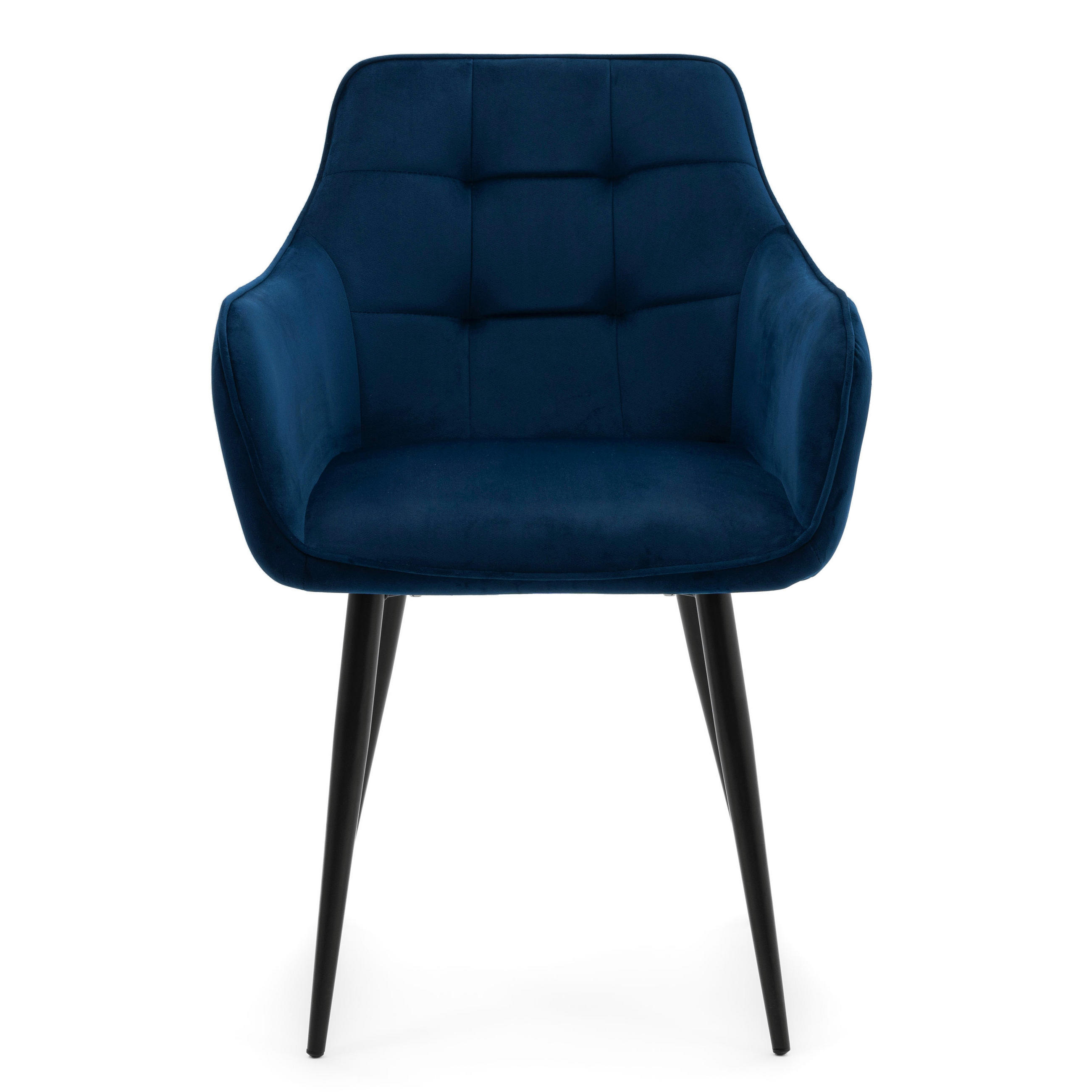 STUHL GALLO gespolstert mit Steppung - dunkelblau - Samt Velours - Schwarz/Dunkelblau, Textil/Metall (58/88/58cm) - NEW HOME