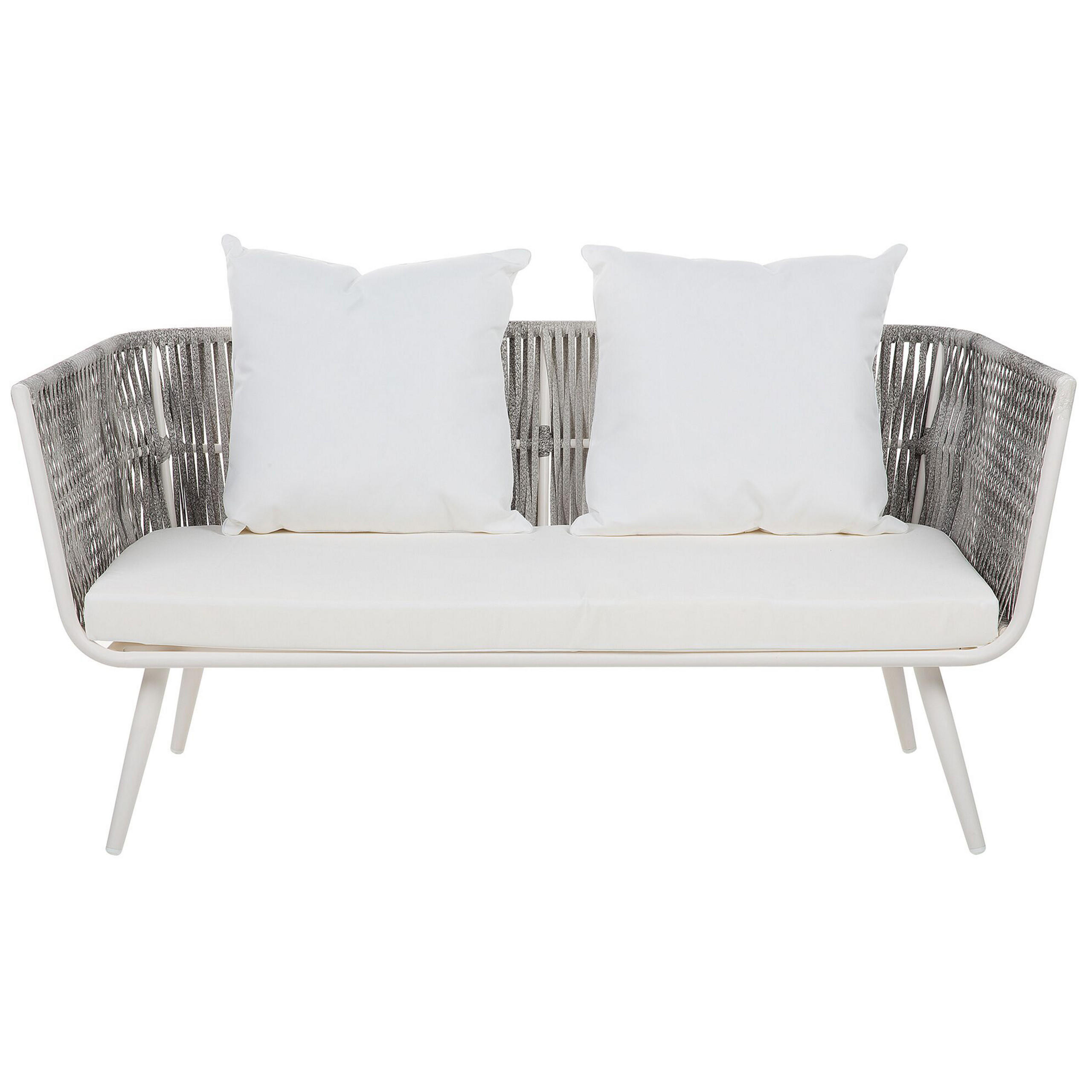 LOUNGE-SET 4-sitzer Rattan Weiß Ragusa - Weiß, Kunststoff - Beliani