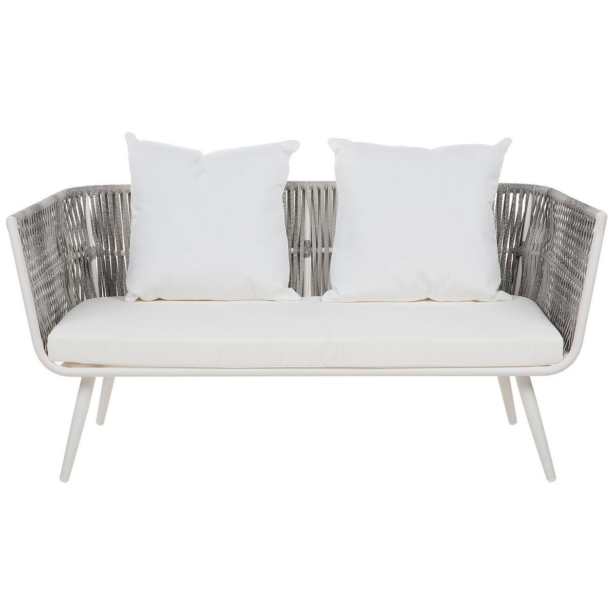 LOUNGE-SET 4-sitzer Rattan Weiß Ragusa - Weiß, Kunststoff - Beliani