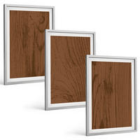 BILDER SET 3er Set - 40x60 cm Silberner Rahmen - Holzstruktur, Rinde, Minimalismus - Silberfarben, Kunststoff (40/60cm) - TULUP