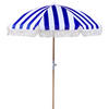 SONNENSCHIRM blau/weiß mit Volant 150 cm Mondello - Blau/Hellbraun, Textil (150/150cm) - Beliani
