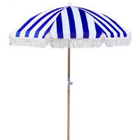 SONNENSCHIRM blau/weiß mit Volant 150 cm Mondello - Blau/Hellbraun, Textil (150/150cm) - Beliani