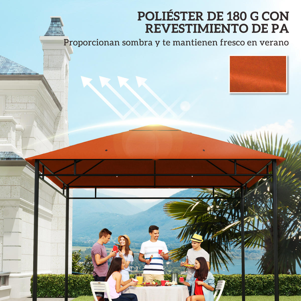 ERSATZDACH, 300x300 cm für Pavillon, orange, mit 8 Entwässerungs- und Belüftungslöchern - Multicolor, Kunststoff (298/295cm) - FORIOUS
