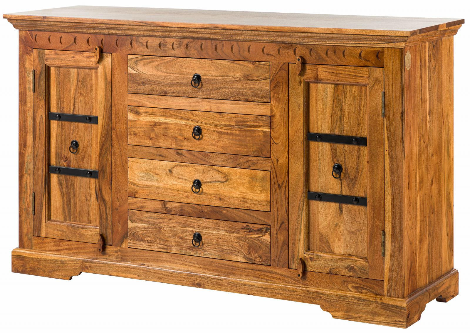 SIDEBOARD Akazie 150x45x89 honig lackiert OXFORD #0513 - Braun, Holz (150/89/45cm) - Massivmoebel24