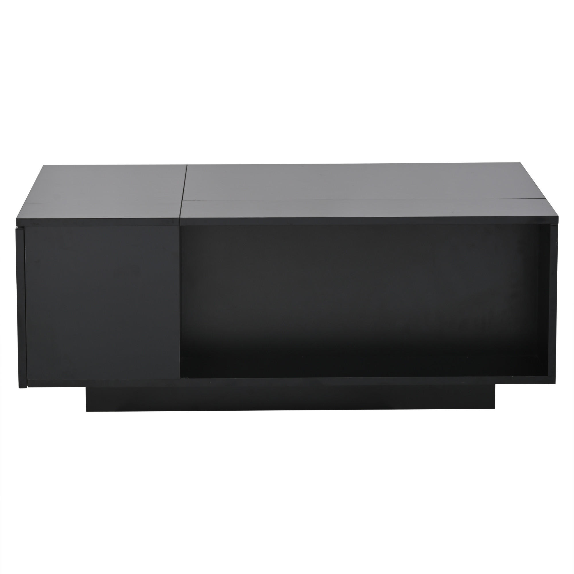 COUCHTISCH Schwarz, 100/50/40 cm mit Hubfunktion, LED und Schublade - Schwarz, Holzwerkstoff (50/100/40cm) - PANGIVO