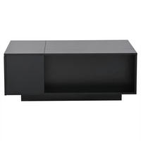 COUCHTISCH Schwarz, 100/50/40 cm mit Hubfunktion, LED und Schublade - Schwarz, Holzwerkstoff (50/100/40cm) - PANGIVO