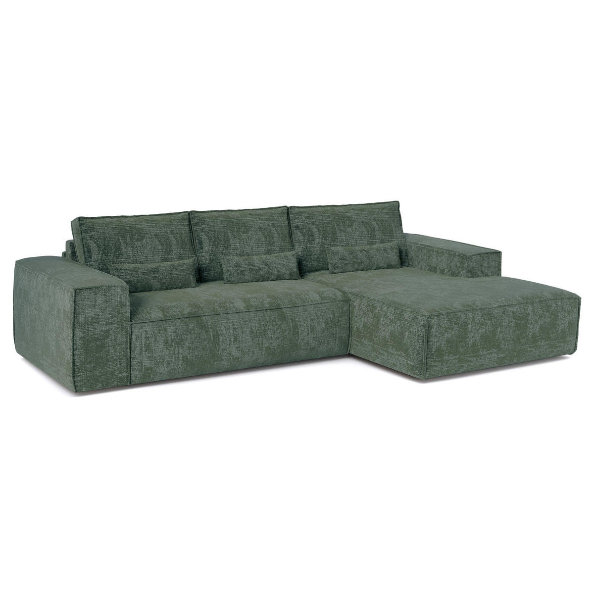 ECKSOFA rechtwinklig JUNE Geprägter Samt Smaragdgrün 320cm - Smaragdgrün/Grün, Textil (320/165cm) - Premium Interiors