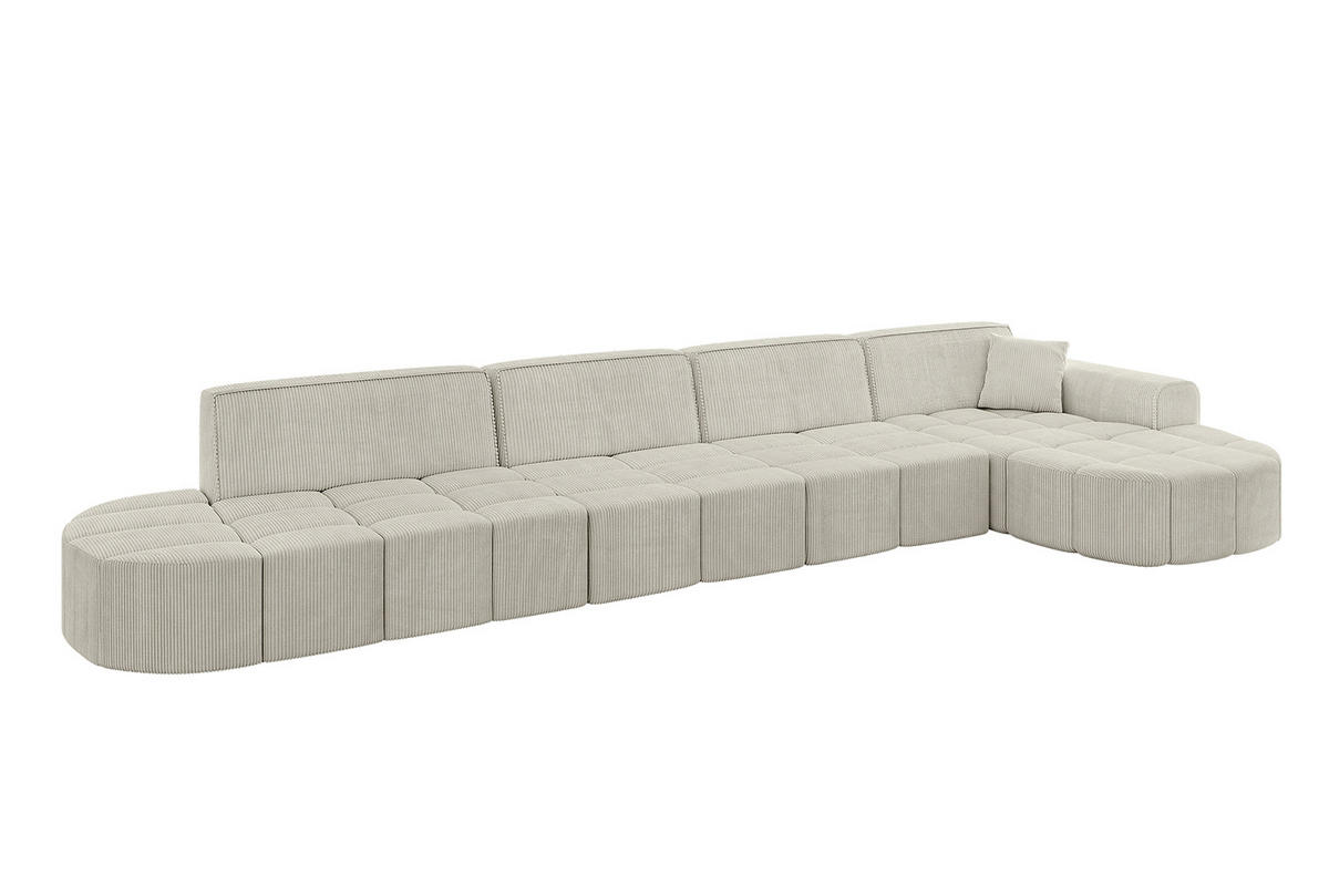 ECKSOFA Ottomane Rechts LIVO-L3 - 422x173x79,5 cm Hellgrau - Hellgrau, Holzwerkstoff/Textil (422/173cm) - ALTDECOR