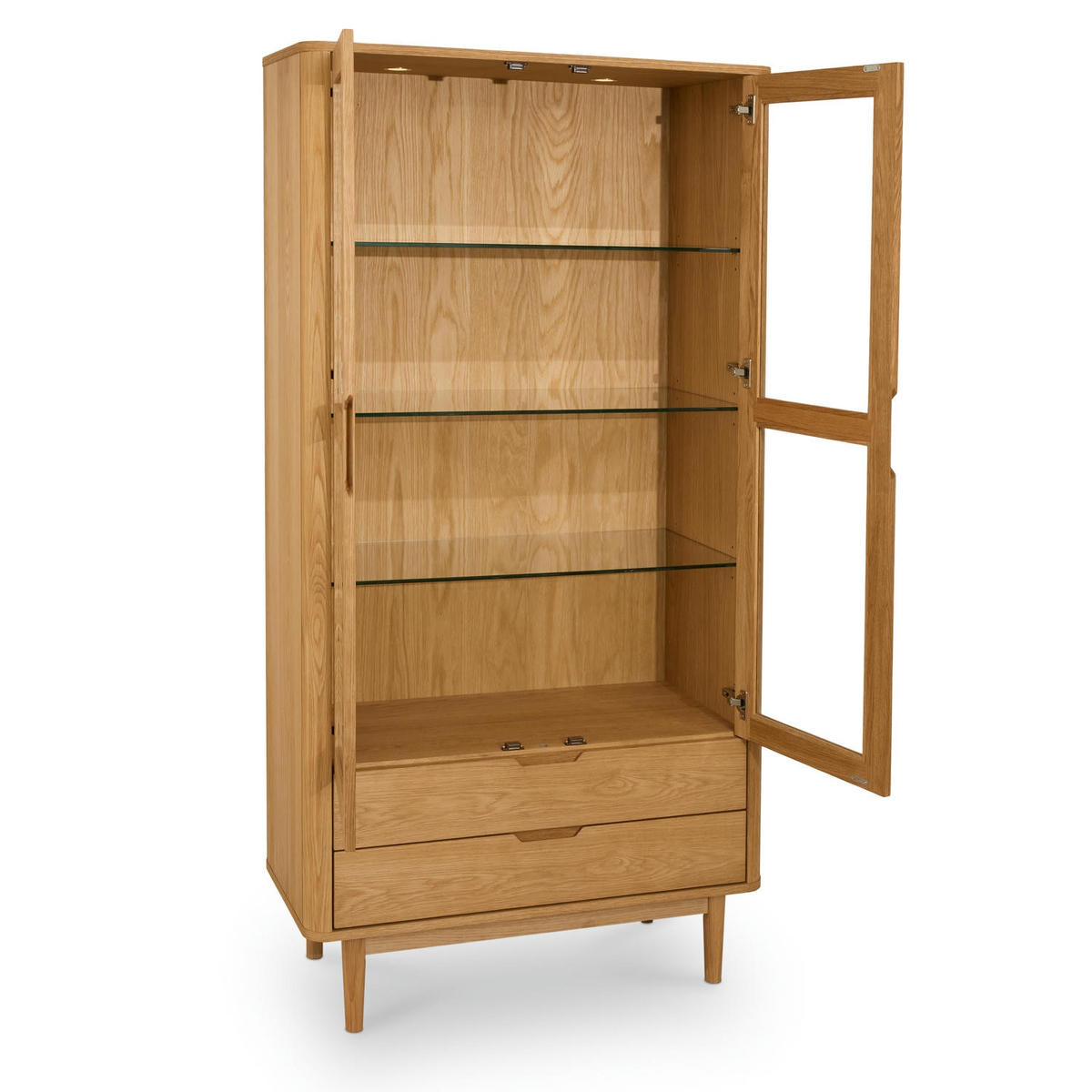 VITRINE Eiche massiv - Eichefarben/Braun, Holz/Holzwerkstoff (100/190/45cm) - Furnhouse