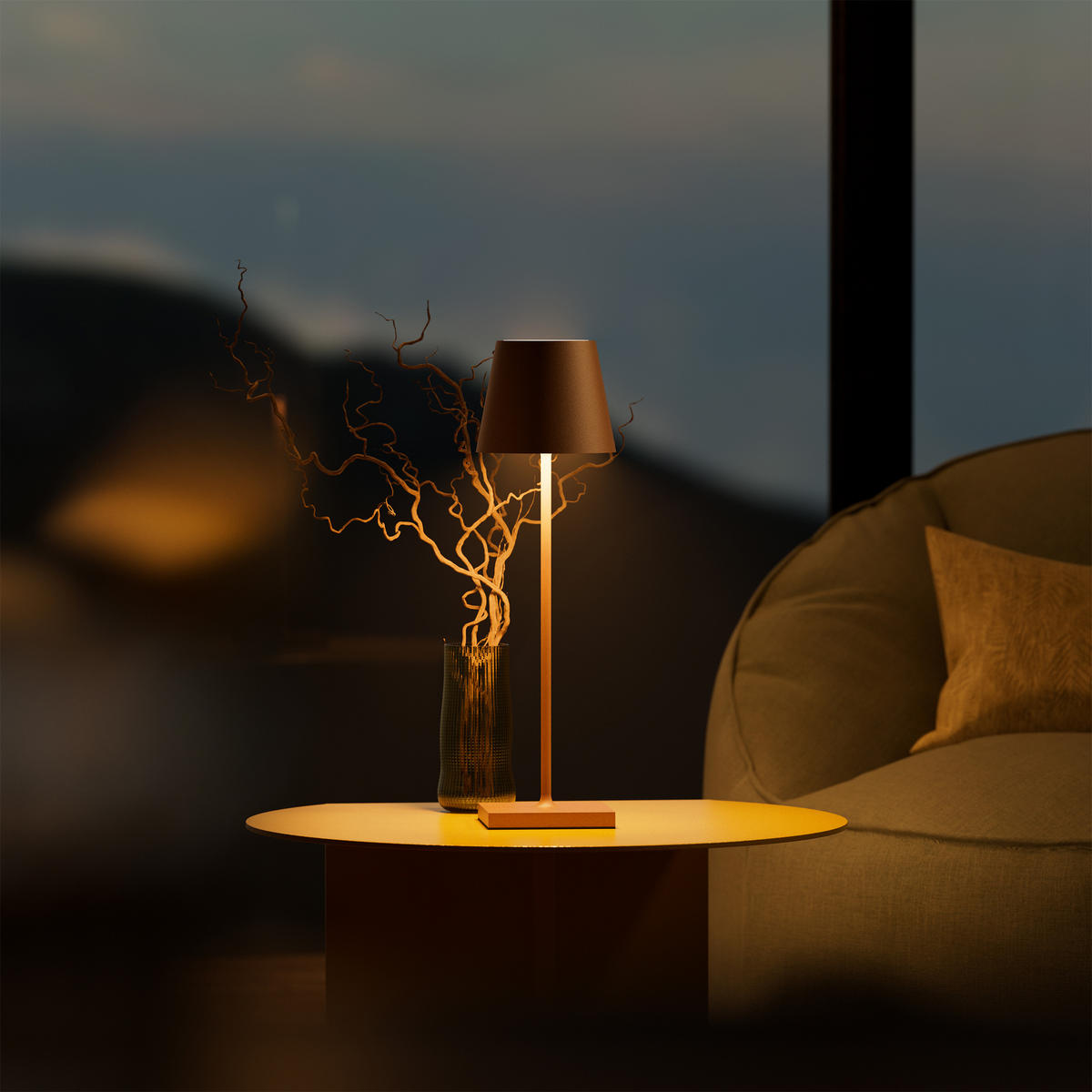LED Akku-Tischlampe, Nuindie 3.0 6er-Set mit Ladestation, mokkabraun - Braun, Metall (38/10/38cm) - Sigor