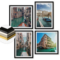 WANDBILDER 4er-Set - 50x50 cm & 40x60 cm Schwarzer Rahmen - Architektur der Kanäle von Venedig - Schwarz, Kunststoff (50/50cm) - ArtPrintCave