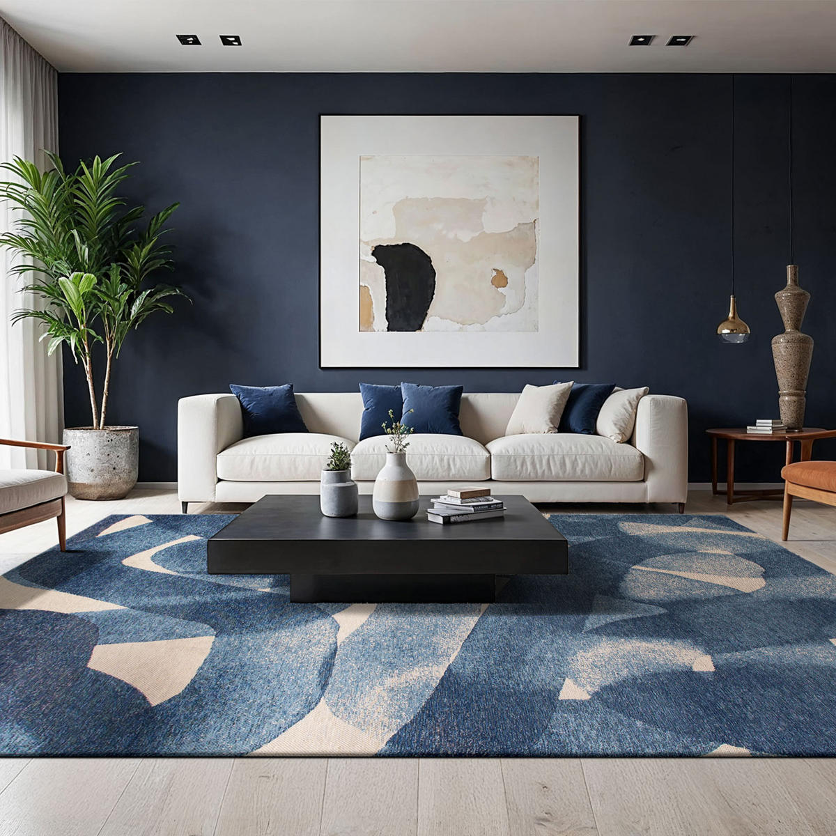 TEPPICH Ink Lola&Moi 140/200 cm - Blau, Kunststoff/Textil (140/200cm) - Lola&Moi