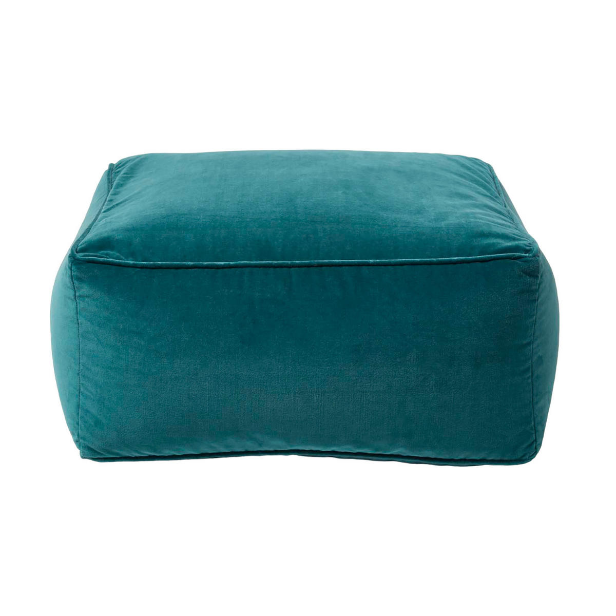 SITZPOUF petrolgrün mit Samt-Bezug, 60/60/27 cm - Grün, Textil (60/27/60cm) - Homescapes