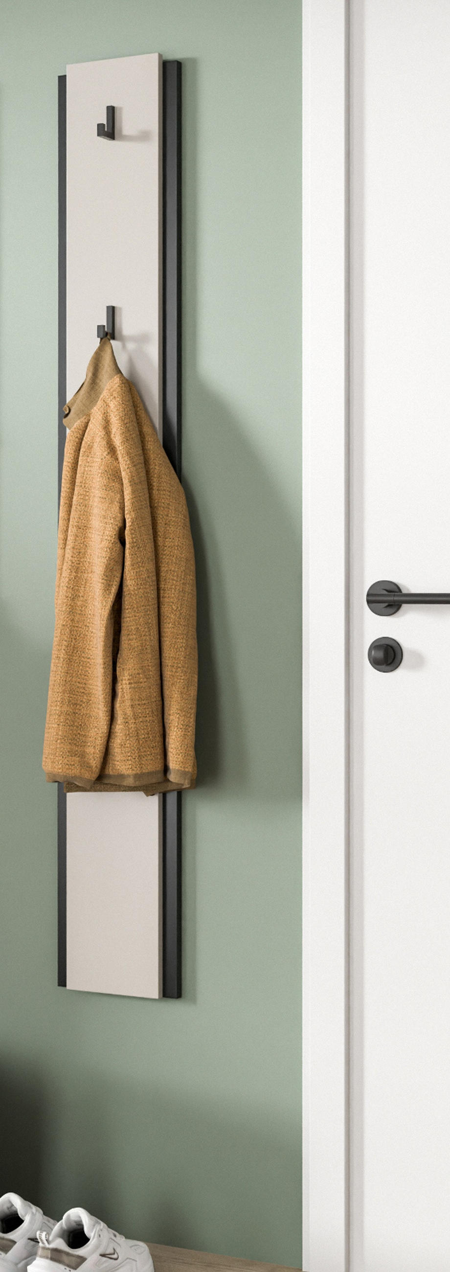 GARDEROBENPANEEL Kaschmir 21 x 150 cm, Wandgarderobe mit 3 Haken - Kaschmir/Schwarz, Holzwerkstoff (21/150/3cm) - Inn.Furn