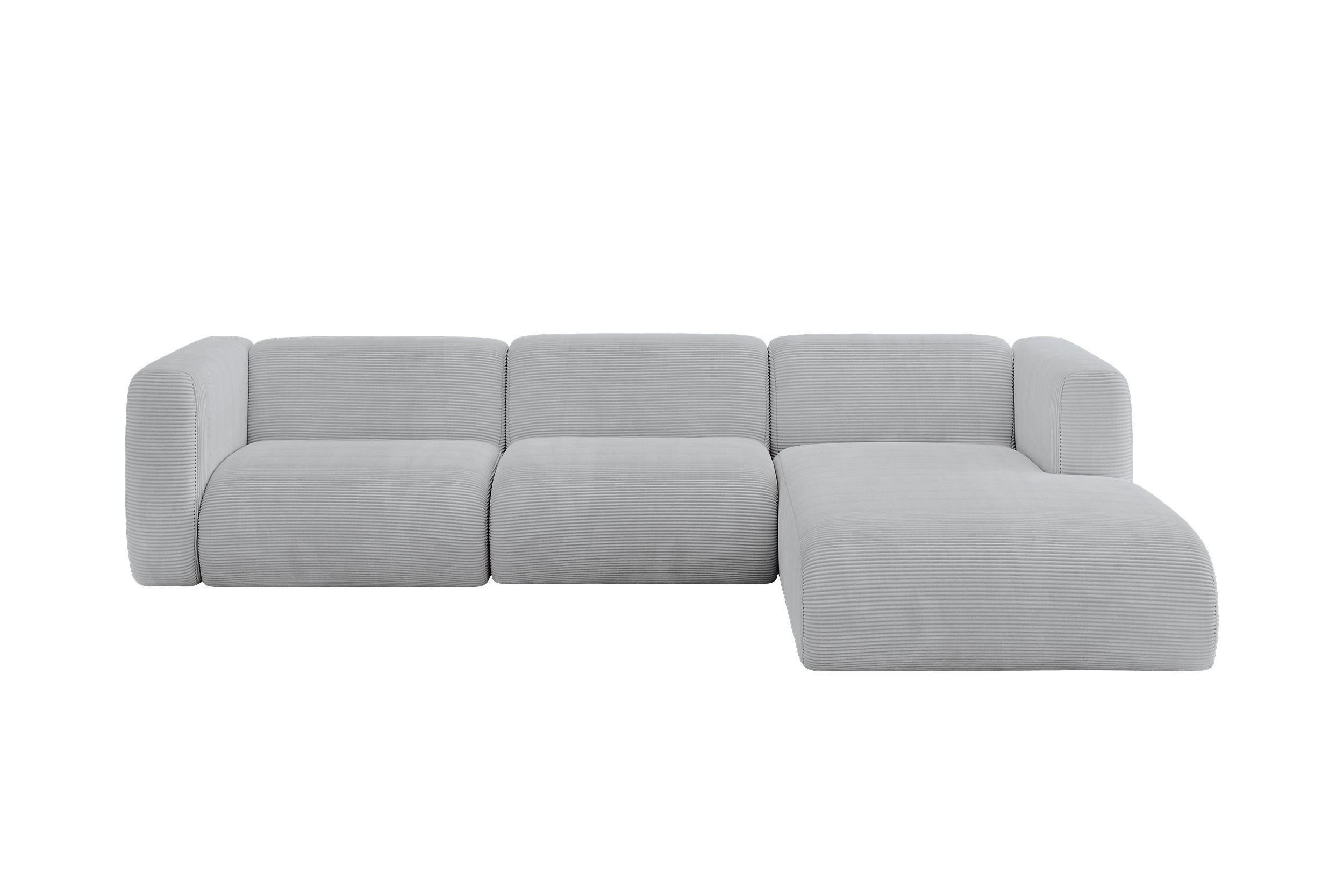 ECKSOFA Ottomane Rechts MIRA-L2 318x179x89 Grau Cord - Blaugrau/Schwarz, Holzwerkstoff/Kunststoff (318/179cm) - ALTDECOR