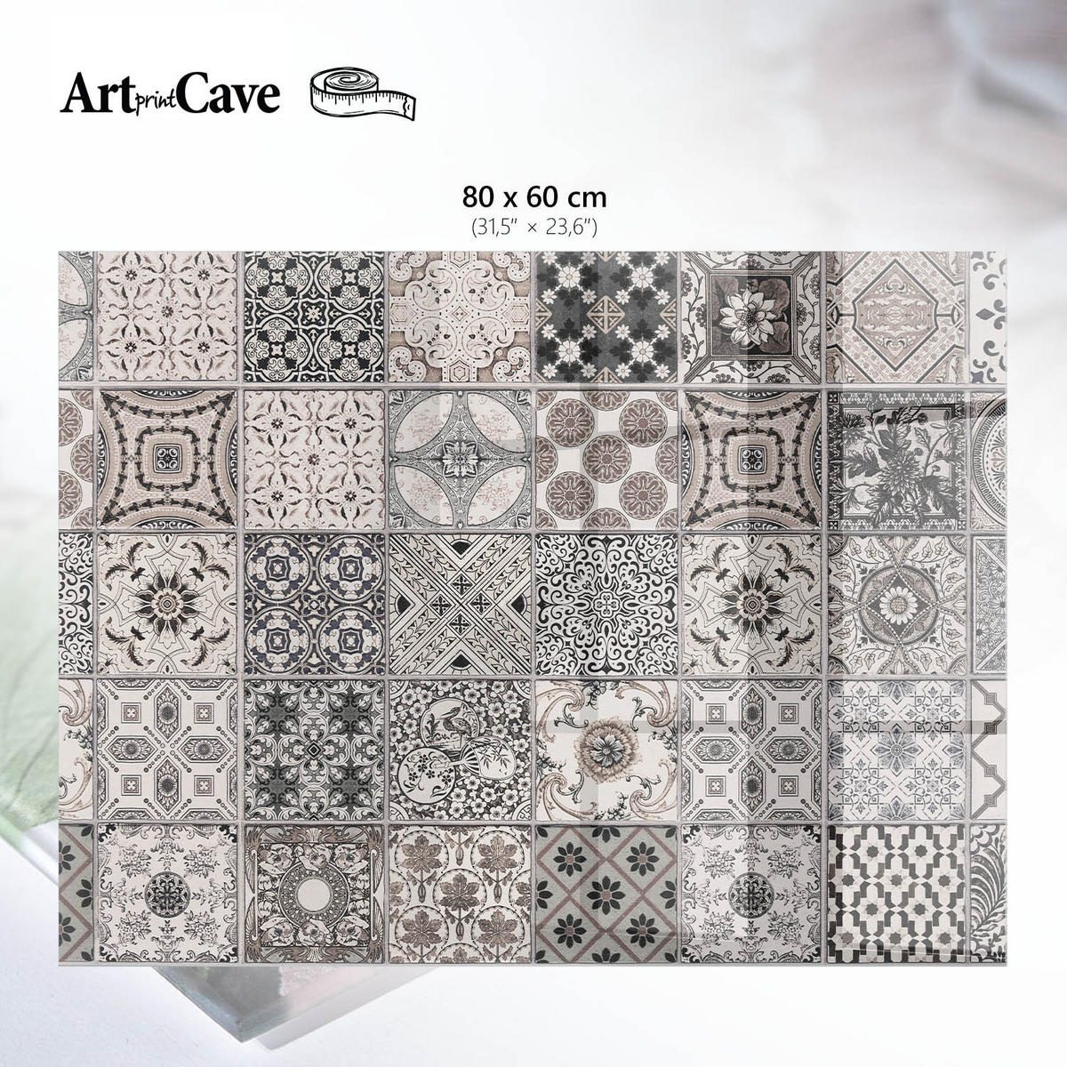 GLASPLATTE 80x60 cm – Stilvolles Mosaik - Blau, Glas (0.4/80/60cm) - ArtPrintCave