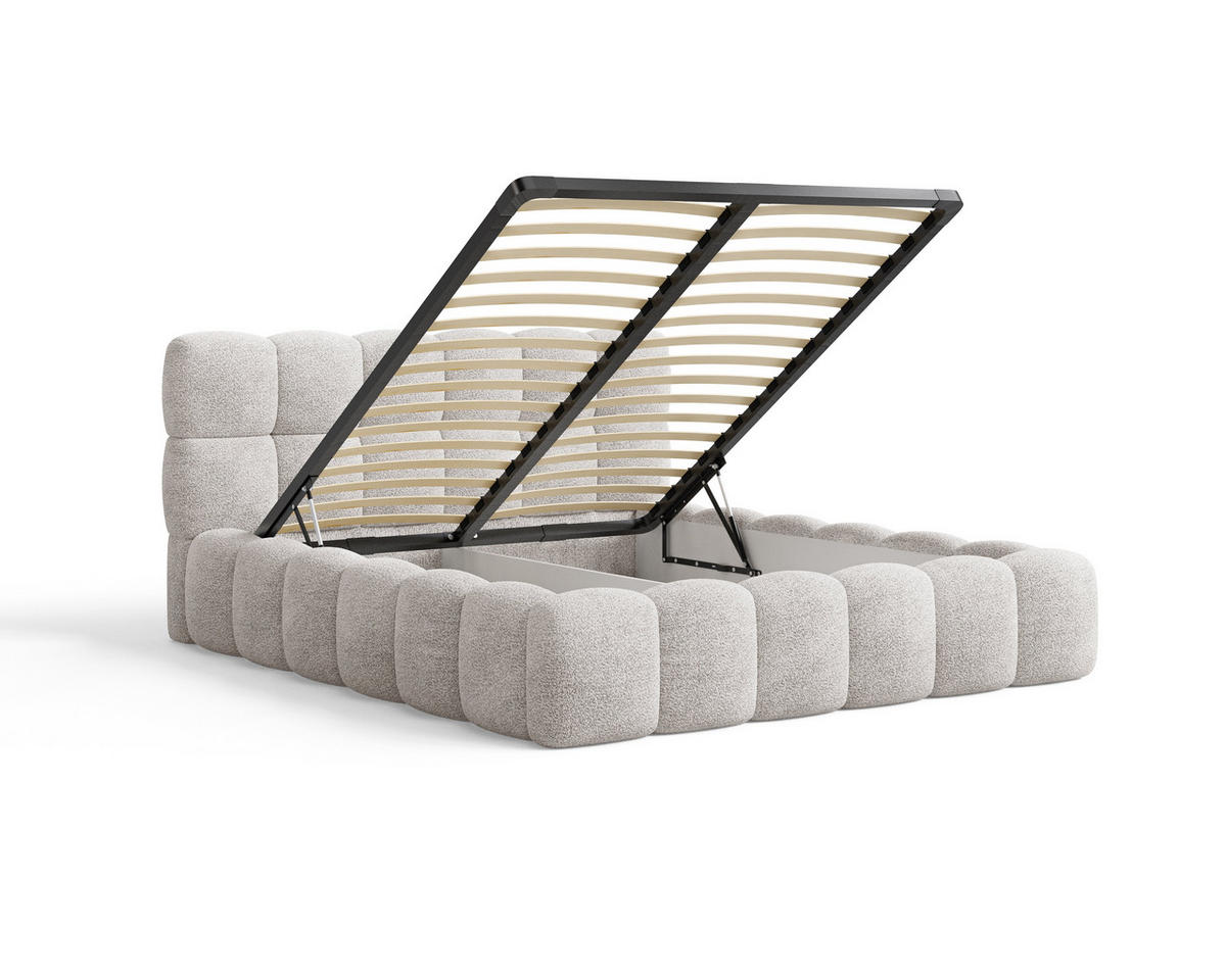 POLSTERBETT 19 - 140x200 cm – Arena – Bett mit Federmechanismus und Stauraum - Silberfarben, Holz (140/200cm) - ROYAL24_MARKT