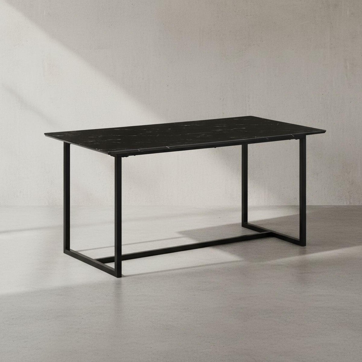 ESSTISCH Marmoroptik Metall Rechteckig Modern Klein, Schwarz 180x90x76 cm - Schwarz, Holzwerkstoff/Metall (90/180/76cm) - KADIMA DESIGN