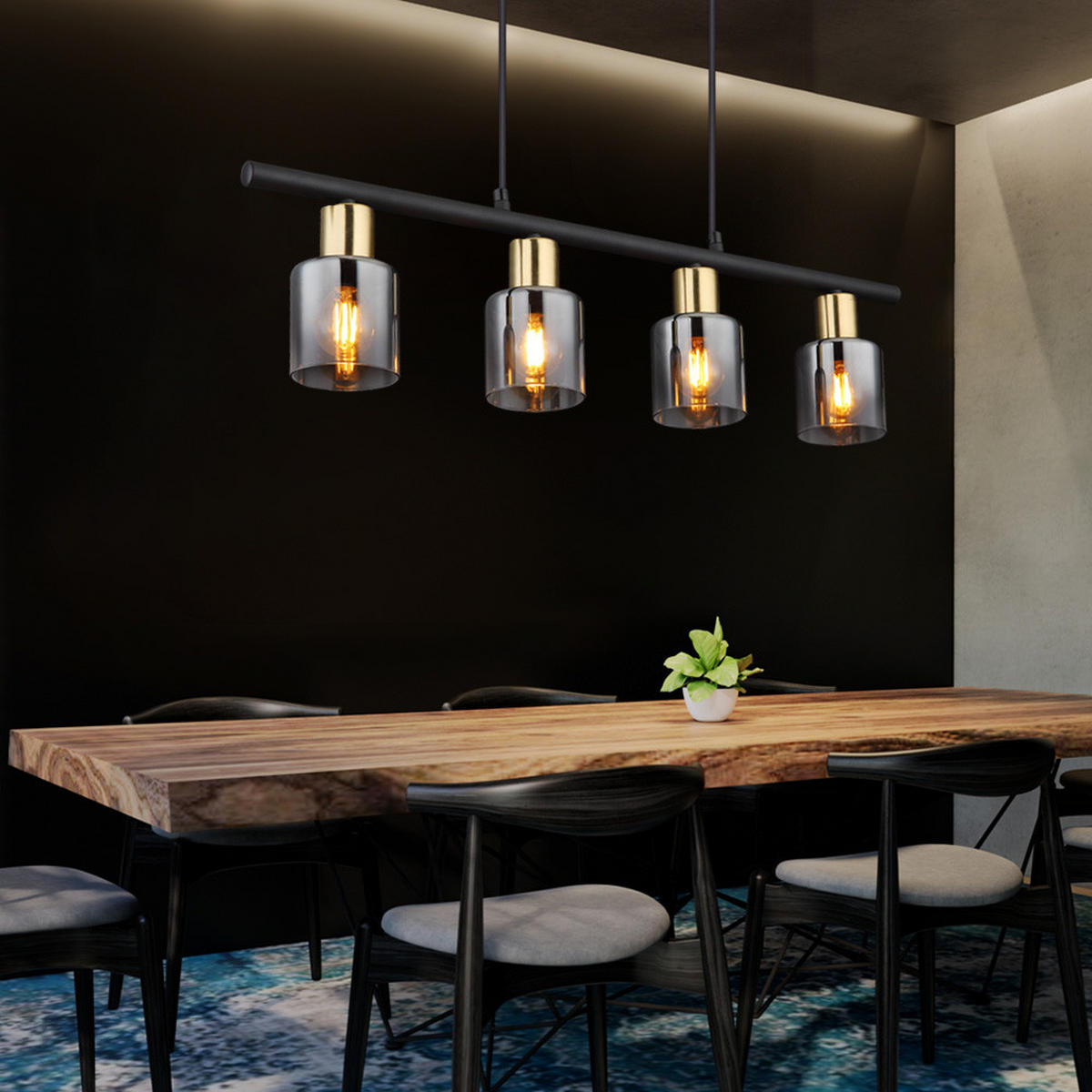 LED HÄNGELEUCHTE Metall Gold Grau Rauchoptik - Grau, Glas (65/8/120cm) - Globo Lighting