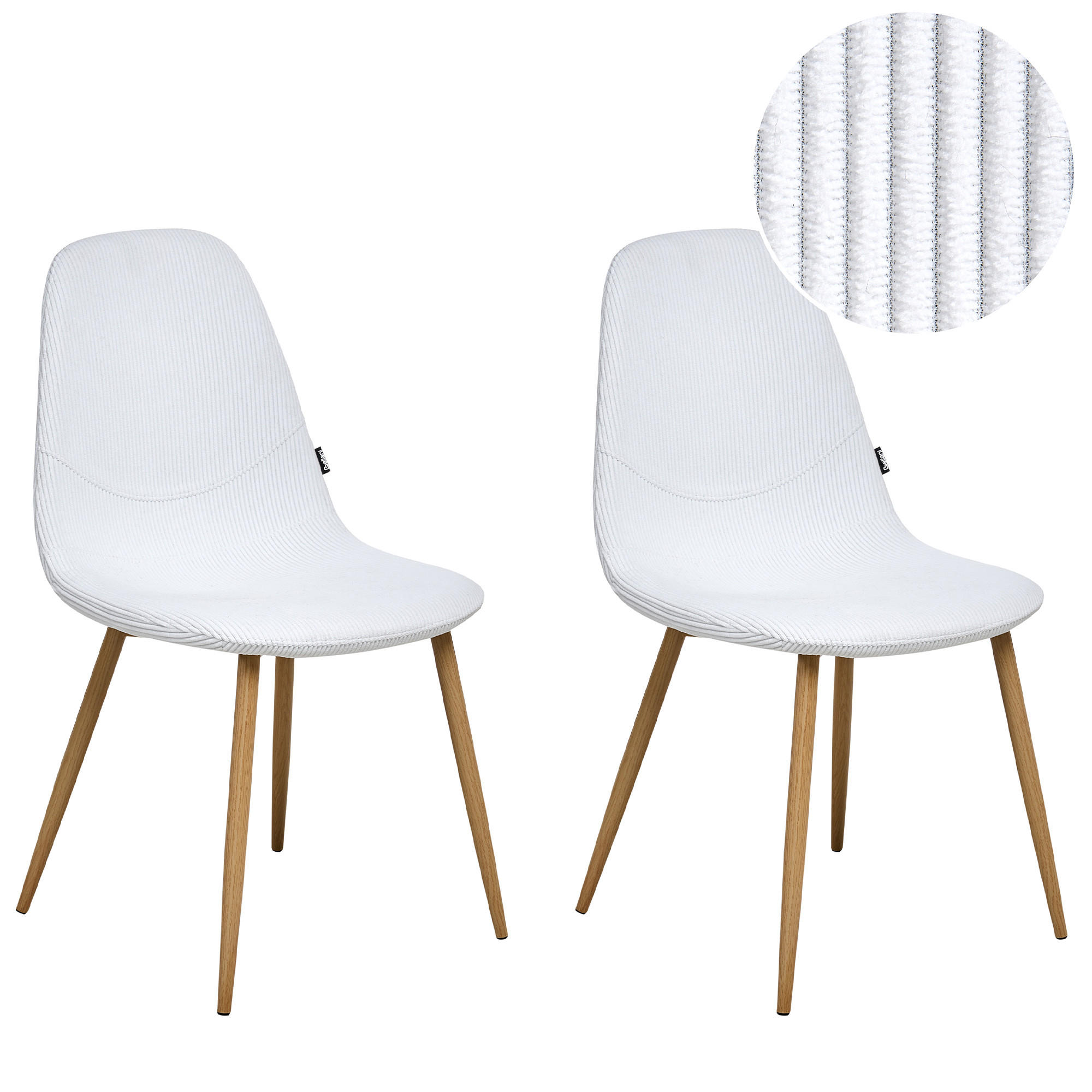 ESSZIMMERSTUHL 2er-Set Hellbraun Hilden - Hellbraun/Weiß, Textil (43/84/52cm) - Beliani