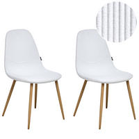 ESSZIMMERSTUHL 2er-Set Hellbraun Hilden - Hellbraun/Weiß, Textil (43/84/52cm) - Beliani