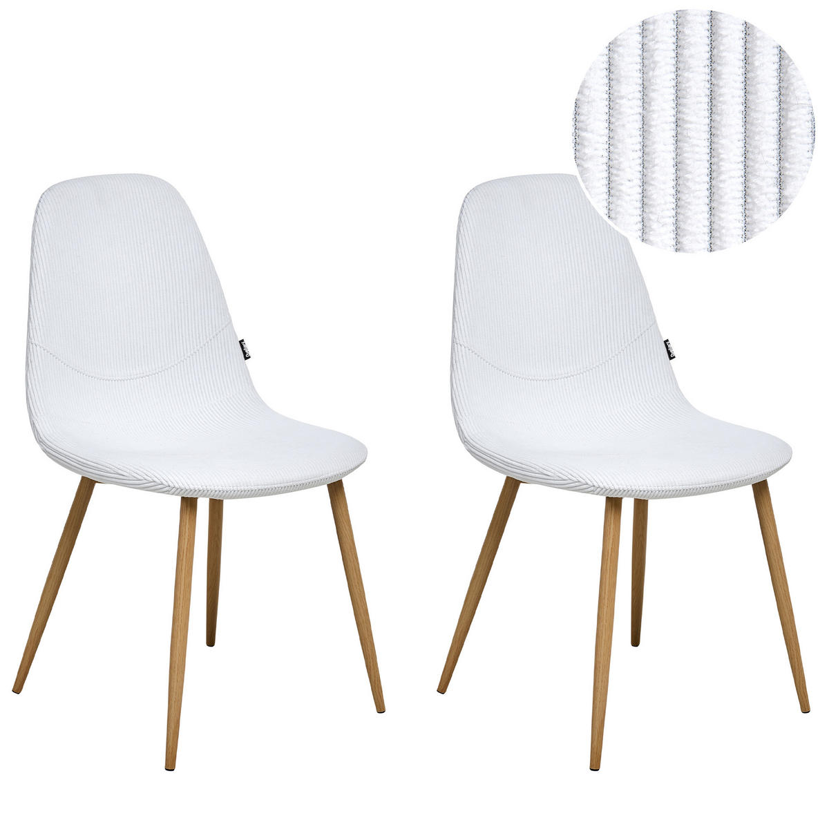 ESSZIMMERSTUHL 2er-Set Hellbraun Hilden - Hellbraun/Weiß, Textil (43/84/52cm) - Beliani