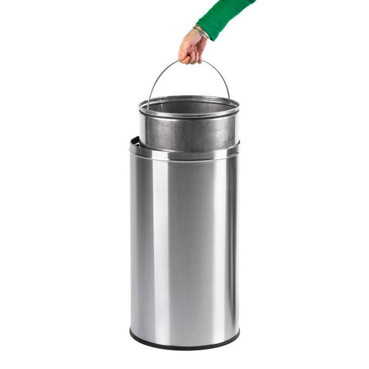 MÜLLEIMER Mit Pushdeckel & Inneneimer Aus Metall 40 Liter 74 x 34 x 34 cm Edelstahl & Silber - Silberfarben, Metall (34/74/34cm) - PROREGAL