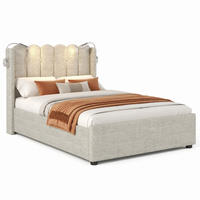 POLSTERBETT mit Bettkasten, Leselicht und USB 90x200 cm Beige - Beige, Metall (90/200cm) - Meubliv