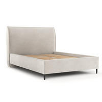POLSTERBETT Shell Hellbeige 140/200 cm im Samtstoff - Beige/Schwarz, Holz/Holzwerkstoff (140/200cm) - Maison de Reve