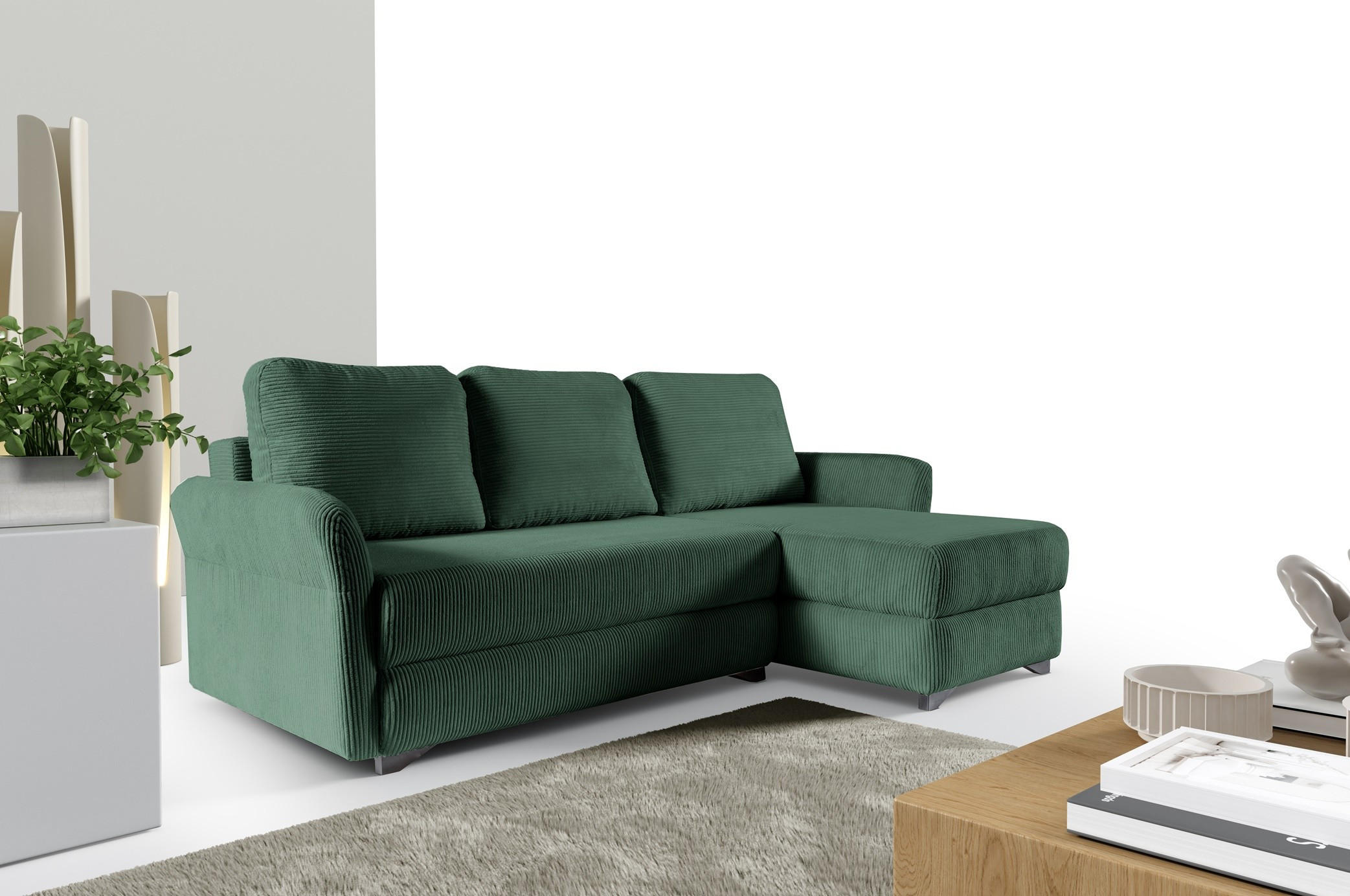 ECKSOFA Volt Grün, universal Ecksofa mit Schlaffunktion - Grün, Holzwerkstoff/Textil (238/155cm) - Bettso