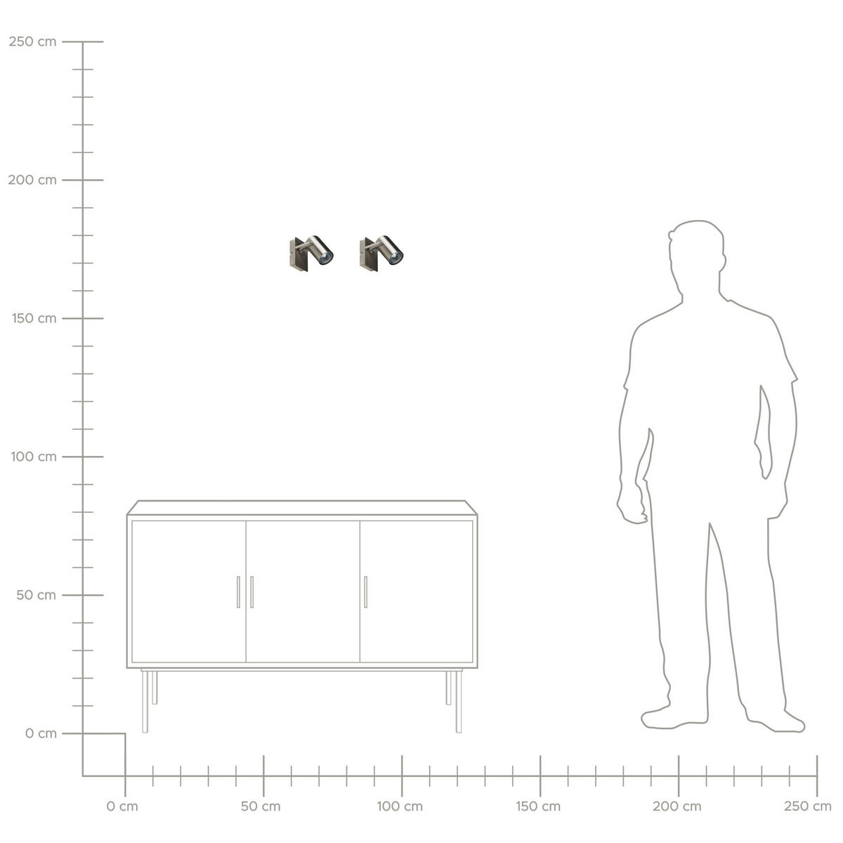 WANDLEUCHTE 2er-Set Klip 7/10/15 cm - Silberfarben, Metall (10/15/7cm) - Beliani