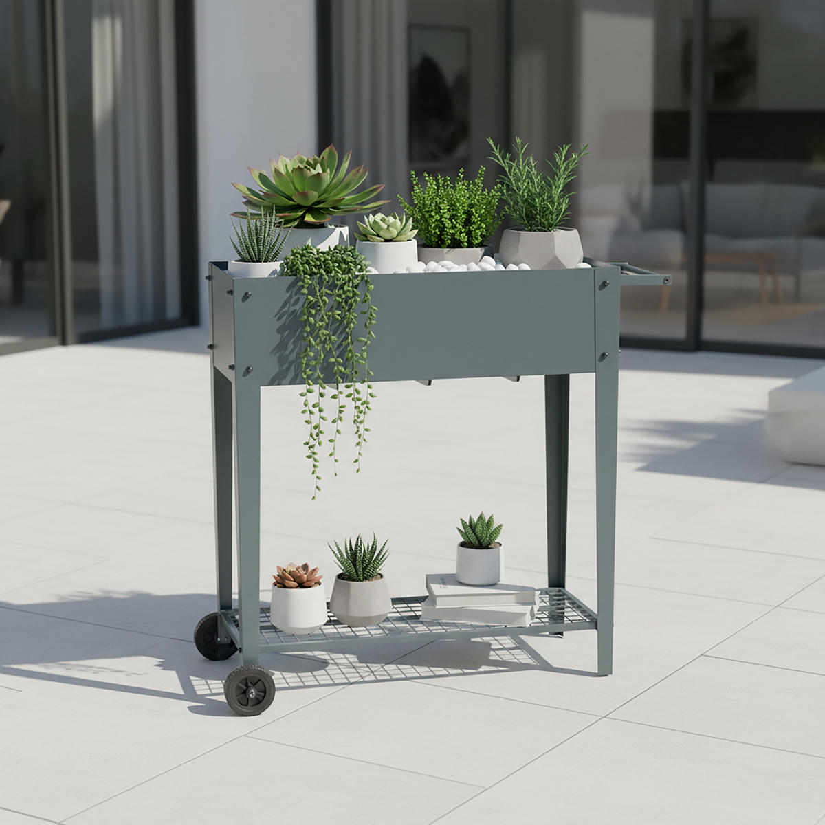 GREDICA - antracit, metal/plastika (85/80/50cm) - Relaxdays