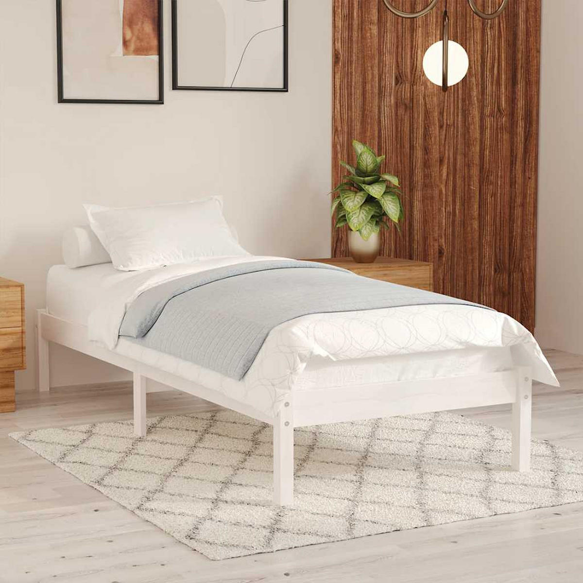 MASSIVHOLZBETT Ohne Matratze Weiss - Weiß, Textil (75/190cm) - vidaXL