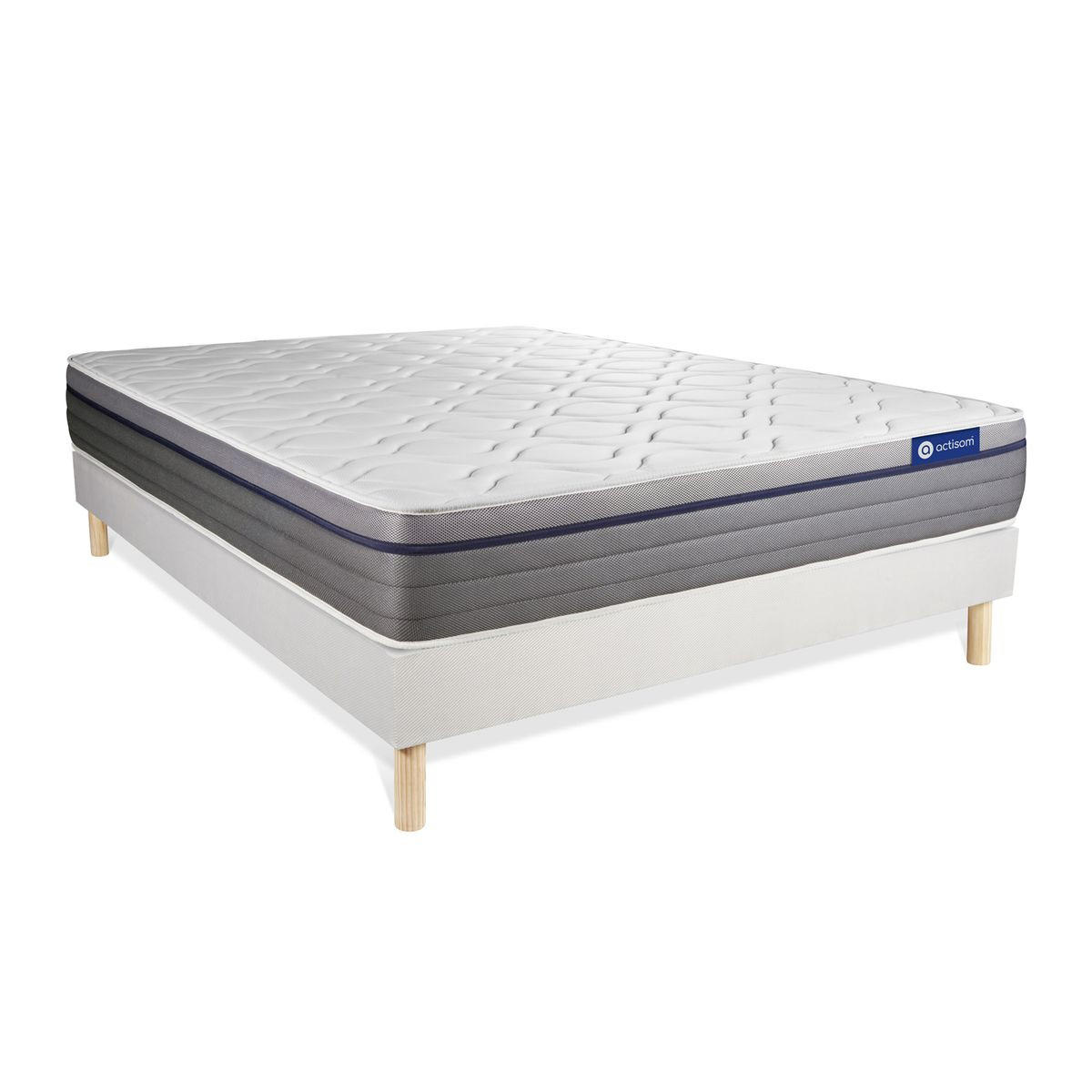 BETT Actimemo zen Memory-Schaum 130 x 190 cm h1 - Kit Bettgestell Weiß - Beige/Weiß, Karton/Holz (130/190cm) - ACTISOM