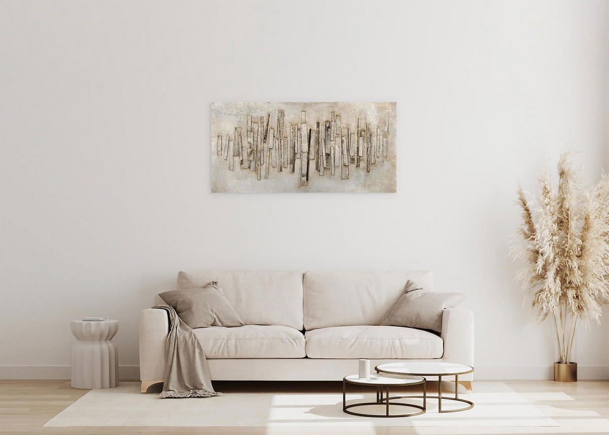 HOLZBILD Grau 100/50 cm - Grau, Holz (3/50cm) - KUNSTLOFT