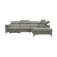 ECKSOFA Planet Echtleder Perlgrau - Hellgrau, Leder/Metall (256/232cm)