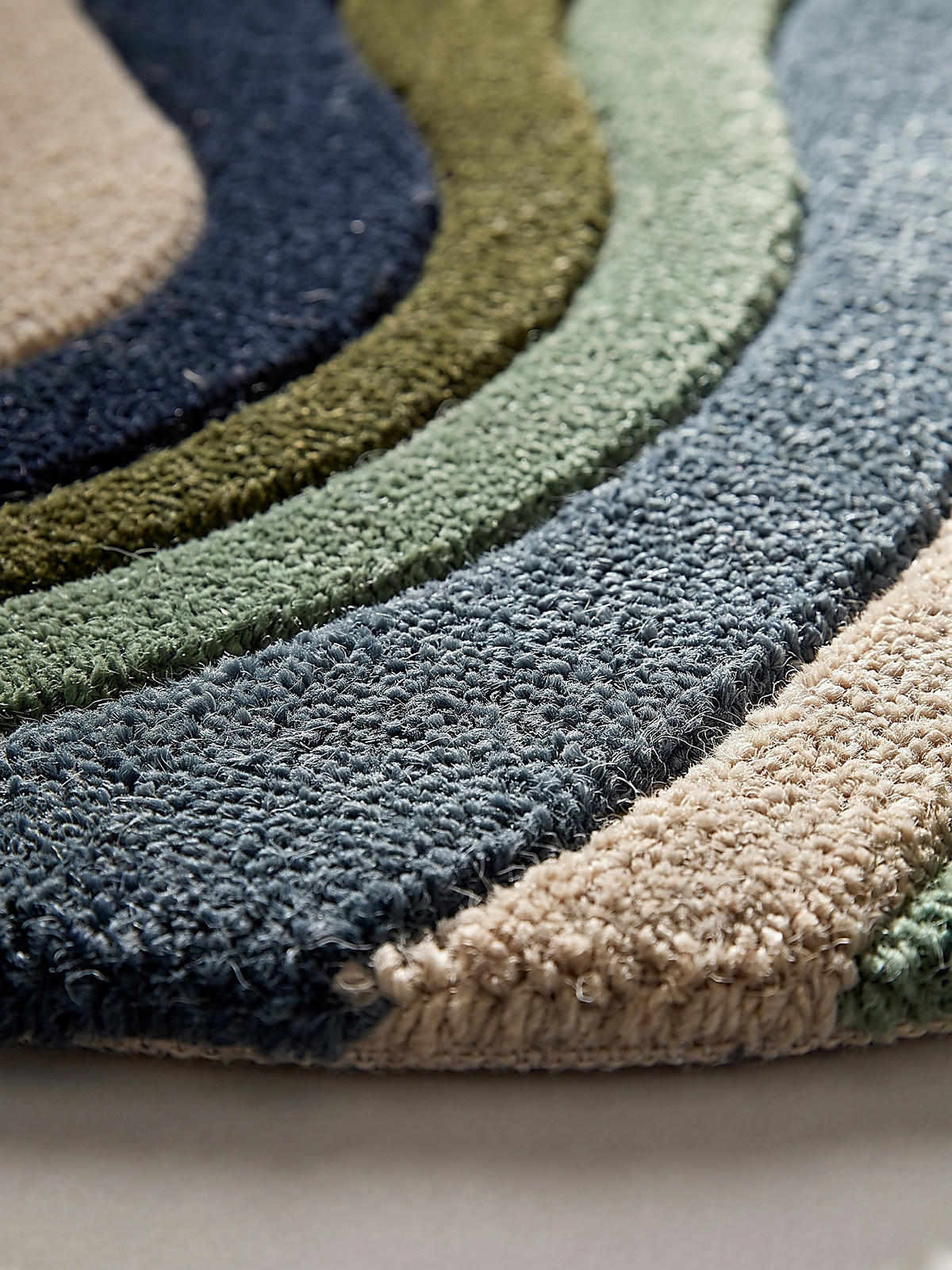 TEPPICH aus Wolle, handgetuftet, EFFRA, in Erdtöne-Grün, Wellen-Swirl, 200 x 290 cm - Grün, Textil (200/290cm) - KADIMA DESIGN