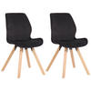 STUHL 2er Set Samt schwarz - Eukalyptusholzfarben/Schwarz, Holz/Textil (49/87.5/58cm) - CLP