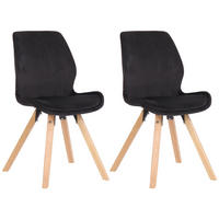 STUHL 2er Set Samt schwarz - Eukalyptusholzfarben/Schwarz, Holz/Textil (49/87.5/58cm) - CLP