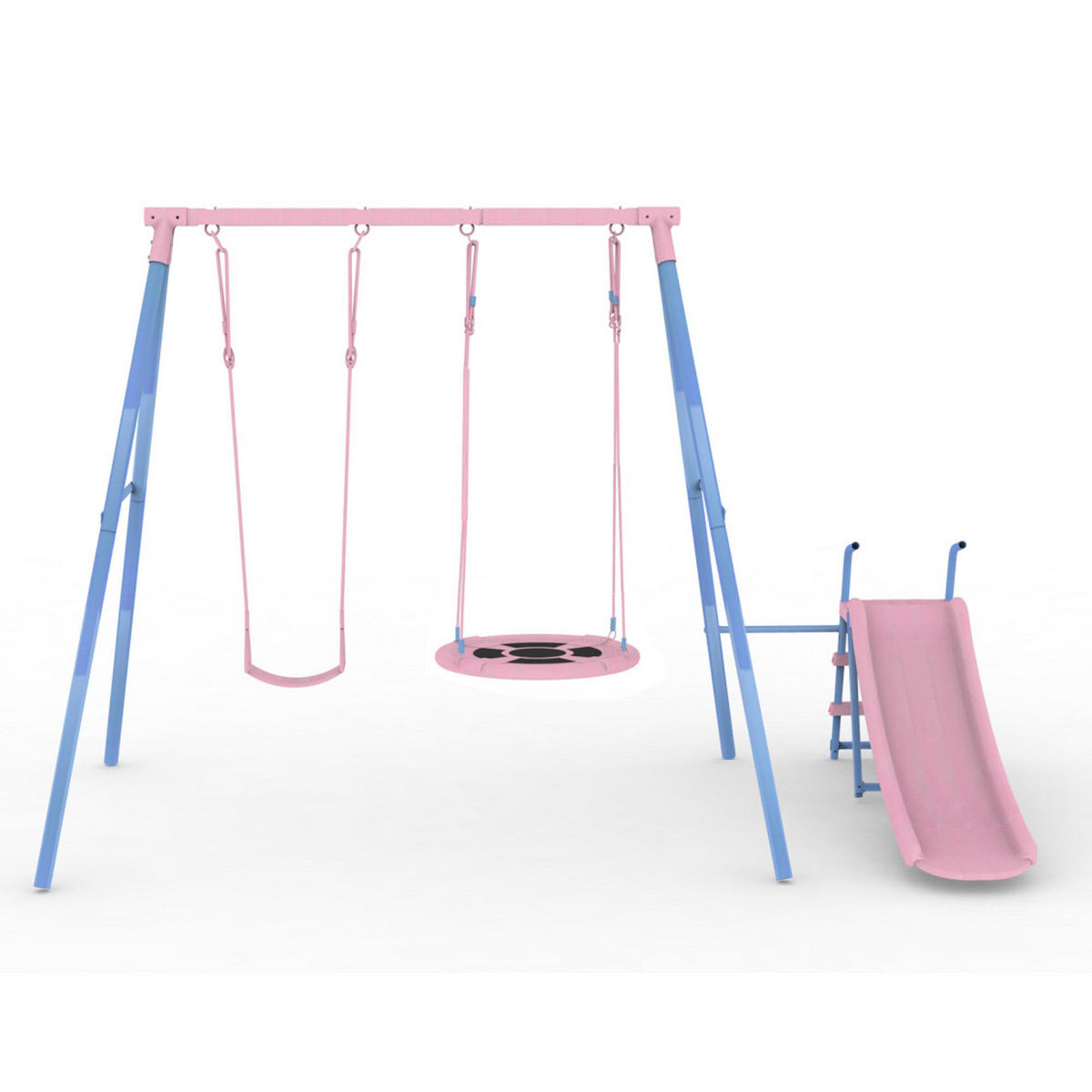 SCHAUKELGESTELL mit Kinderschauke, 330x136x180 cm - Rosa, Metall (330/180cm)