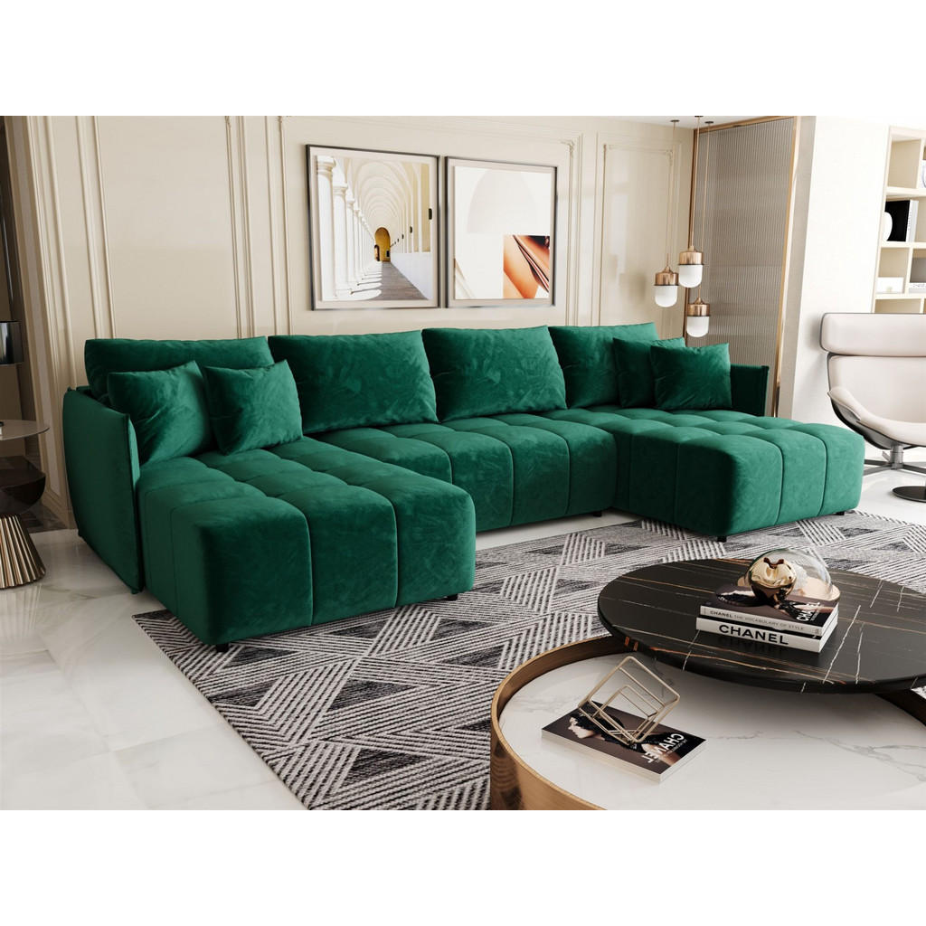 Thumbnail - Fun Möbel Wohnlandschaft, Grün, Textil, U-Form, 342x88x185 cm, Wohnzimmer, Sofas & Couches, Wohnlandschaften, Wohnlandsc...