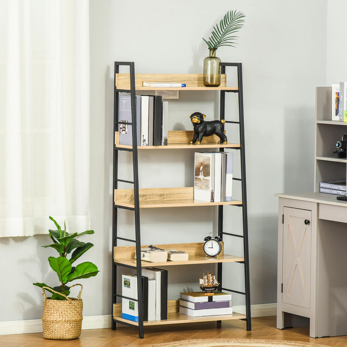 BÜCHERREGAL Eichefarben Schwarz 70/35/150 cm - Ahornfarben, Holzwerkstoff/Metall (30/149.5/70cm) - PANGIVO
