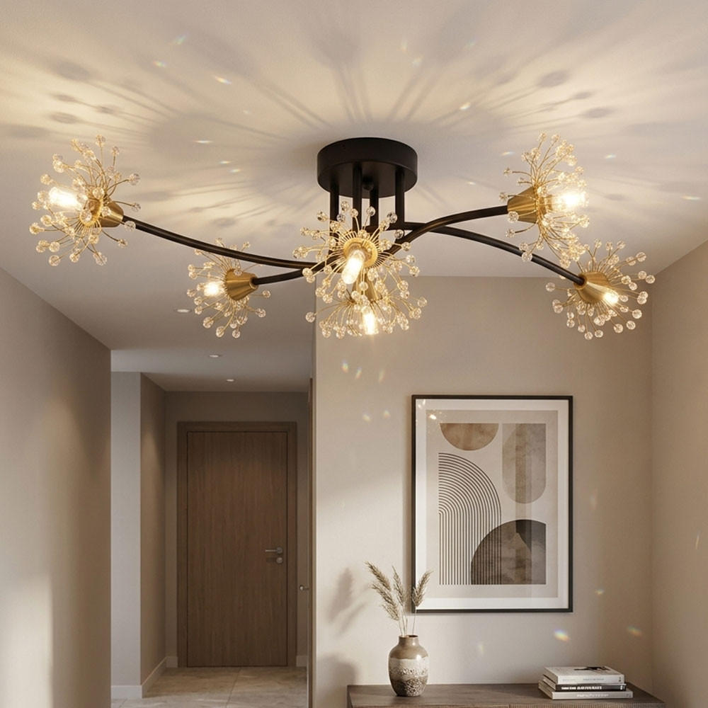 DECKENLEUCHTE FIORE, Metall, Schwarz, matt, 6-flammig - Schwarz, Metall (74/43/22cm) - Globo Lighting