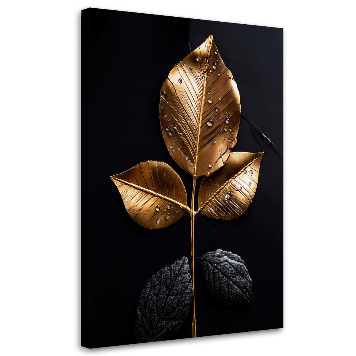 LEINWANDBILD Goldblatt-Glamour-Pflanze 60x90cm - Goldfarben, Textil (60/90cm) - Feeby