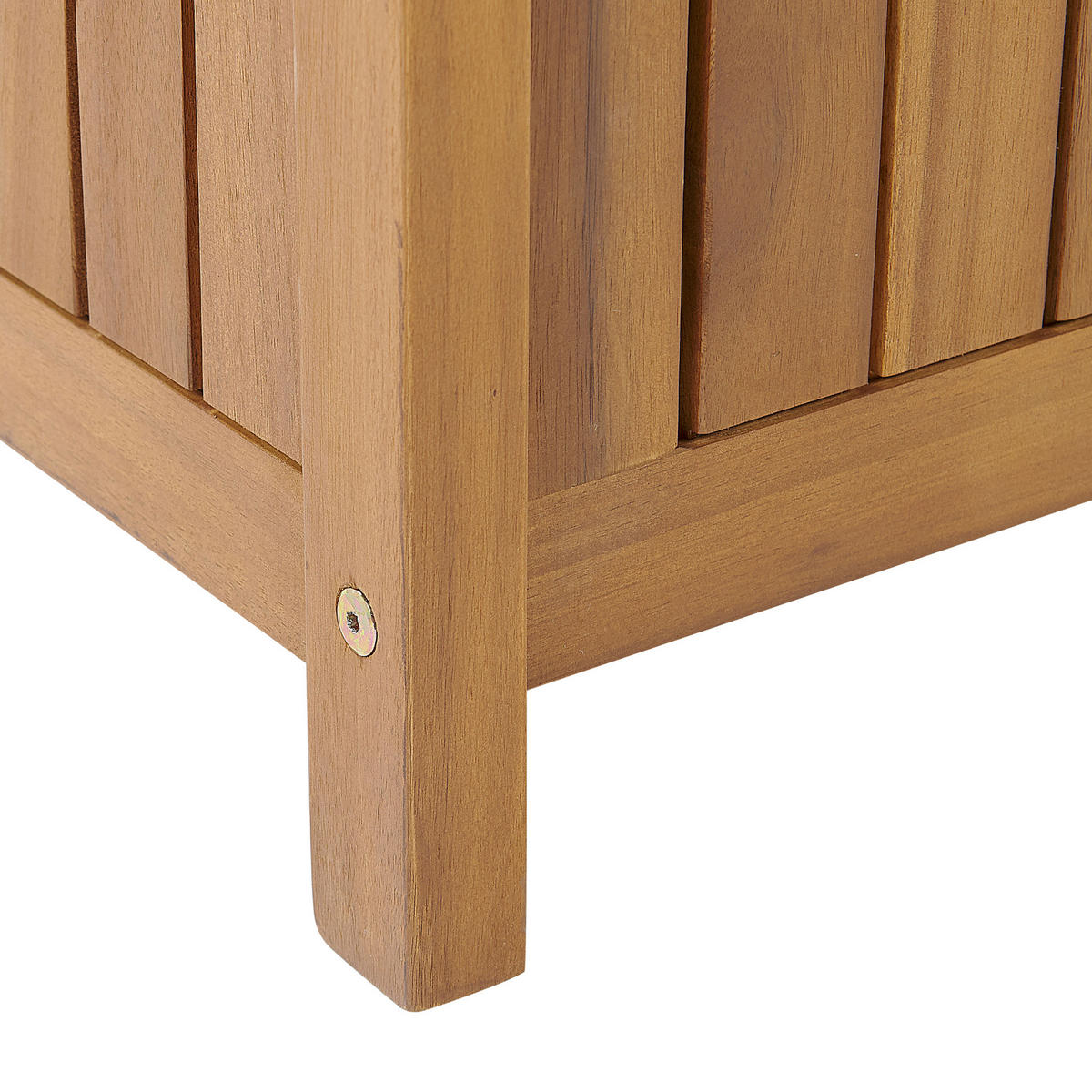 GARTENBANK Akazienholz hellbraun mit Stauraum 120 cm Sovana - Hellbraun, Holz (120/91/60cm) - Beliani