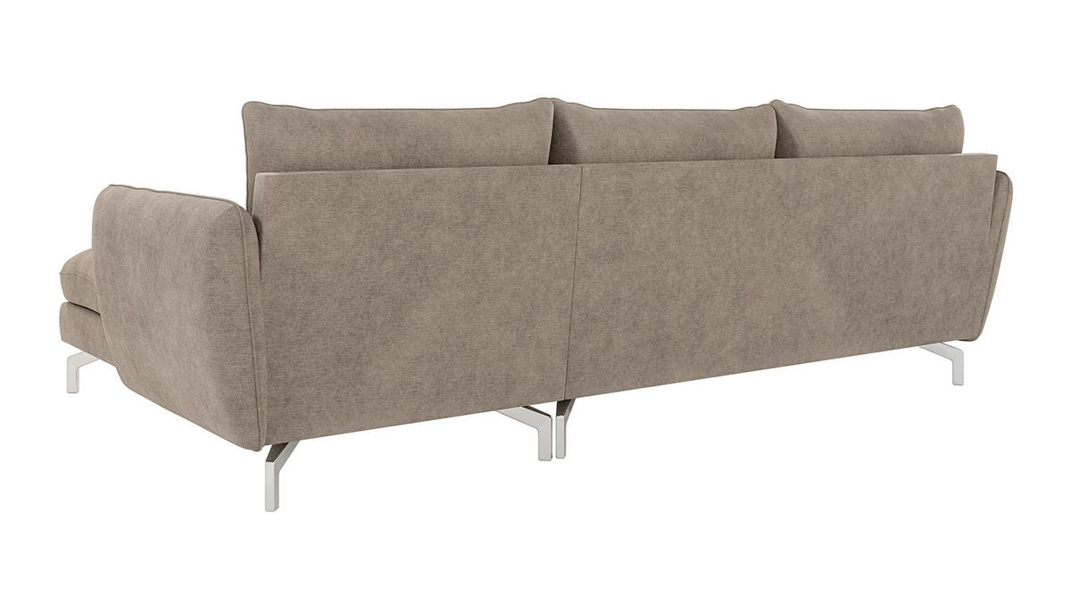ECKSOFA Elou Dunkelbeige Microfaser - Chromfarben/Beige, Holz/Textil (261/167cm) - S-Style Möbel