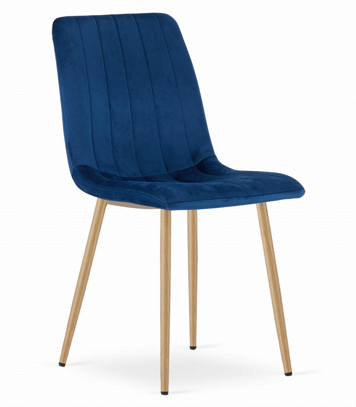 ESSZIMMERSTUHL 4er Set Marineblauer Velours, gepolsterte Sitzfläche, Metallfüße in Holzoptik, Modernes Design - Blau, Textil (46/86/56cm) - Best For Home