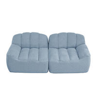 2-SITZER SOFA Granulierter Fleece Blau mit Armlehnen - Blau, Textil (210/79/104cm) - WISHDOR